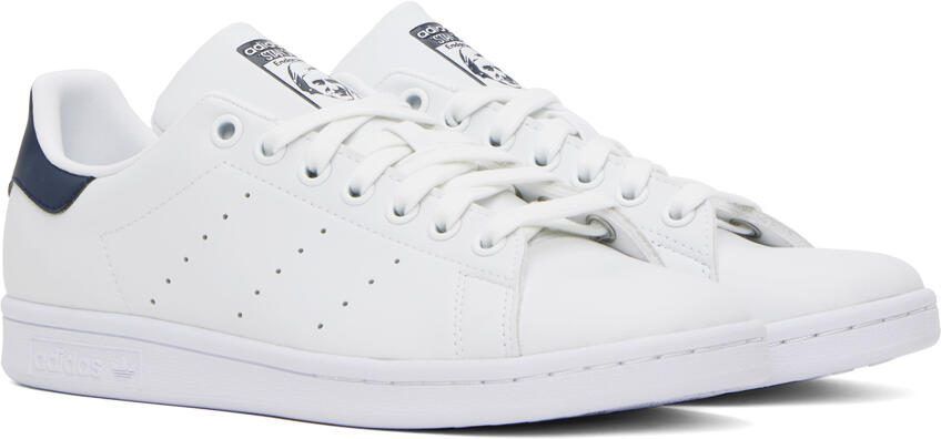 Adidas Originals White  Navy Stan Smith Sneakers - Picture 2