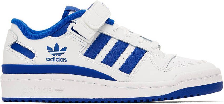 Adidas Kids White  Blue Forum Low Big Kids Sneakers - Picture 5
