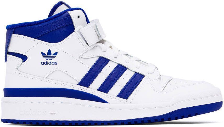 Adidas Kids White  Blue Forum Mid Big Kids Sneakers - Picture 4