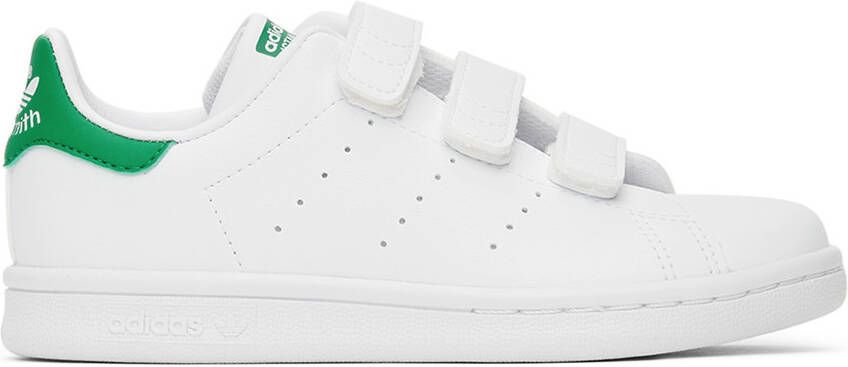 Adidas Kids White  Green Stan Smith Velcro Little Kids Sneakers - Picture 4
