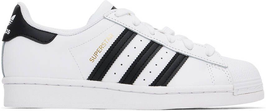 Adidas Kids White  Black Superstar Big Kids Sneakers - Picture 5