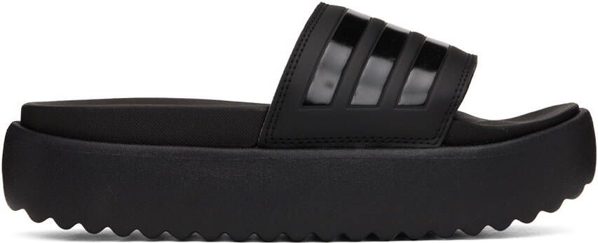 Adidas Originals Black Adilette Platform Slides - Picture 5