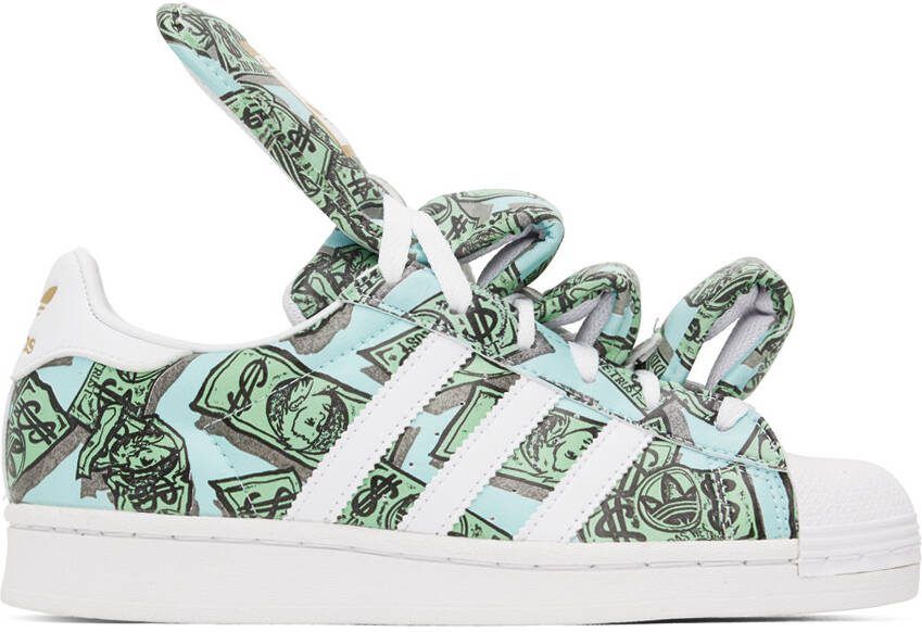 Adidas Originals Green  Blue Jeremy Scott Edition Superstar Sneakers - Picture 5