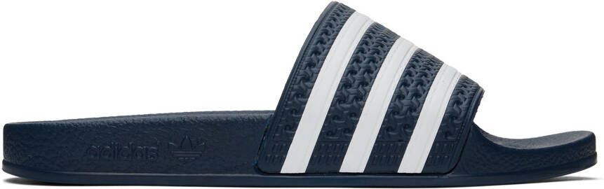 Adidas Originals Navy  White Adilette Slides - Picture 4