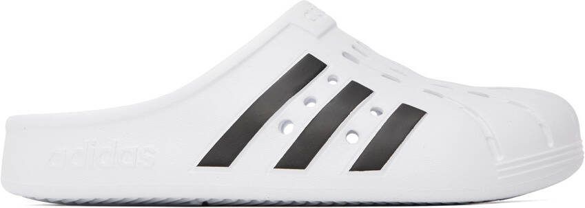Adidas Originals White  Black Adilette Clog Sandals - Picture 8
