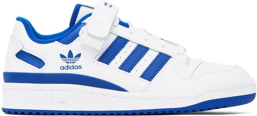 Adidas Originals White  Blue Forum Low Sneakers - Picture 5