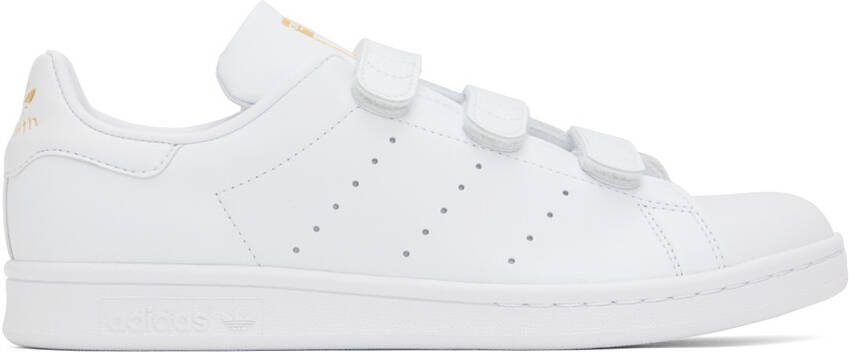 Adidas Originals White  Gold Stan Smith Sneakers - Picture 4