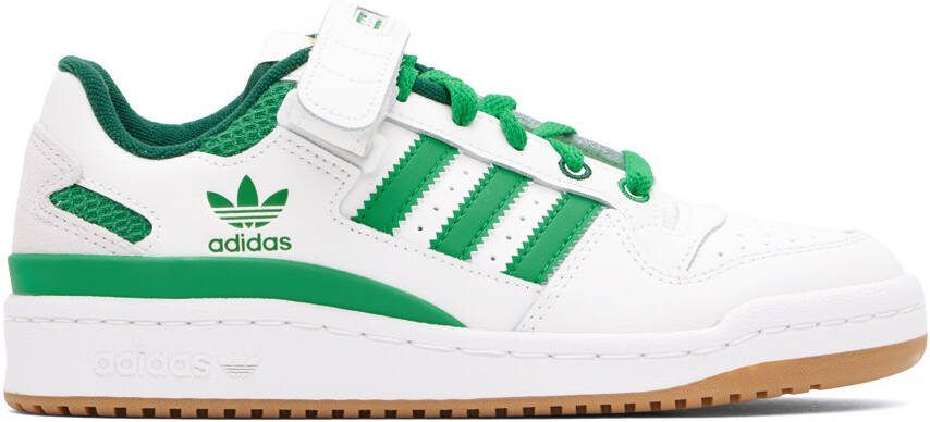Adidas Originals White  Green Forum Low Sneakers - Picture 5