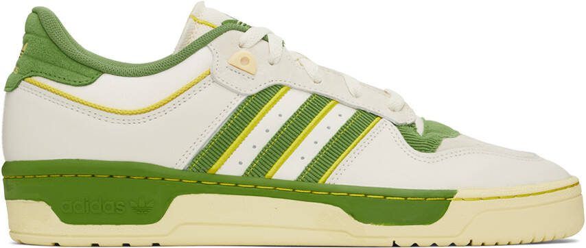 Adidas Originals White  Green Rivalry Low 86 Sneakers - Picture 5
