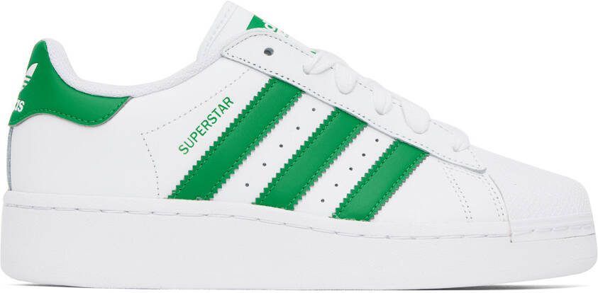 Adidas Originals White  Green Superstar Sneakers - Picture 5