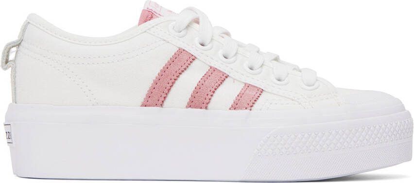 Adidas Originals White  Pink Nizza Platform Sneakers - Picture 5