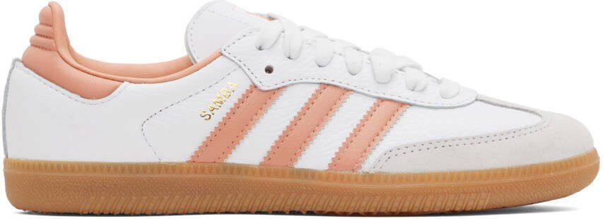 Adidas Originals White  Pink Samba OG Sneakers - Picture 5