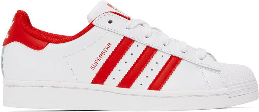 Adidas Originals White  Red Superstar Sneakers