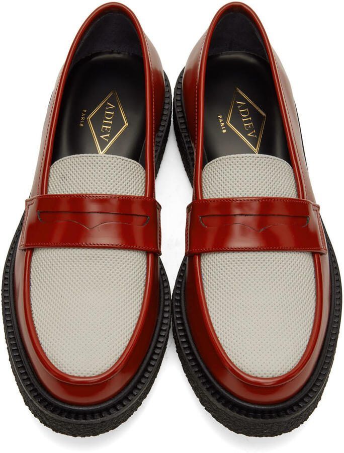 Adieu Red  White Type 5 Loafers
