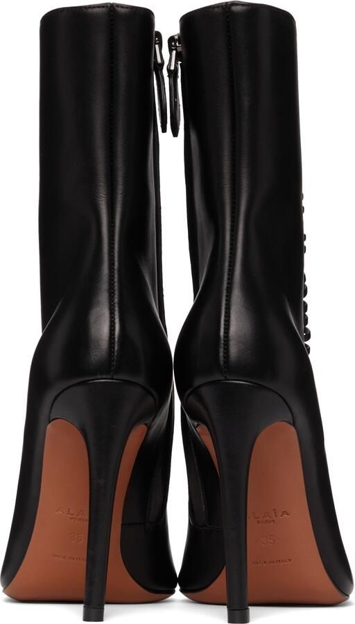 ALAÏA Black Leather Lace-Up Heels - Picture 3