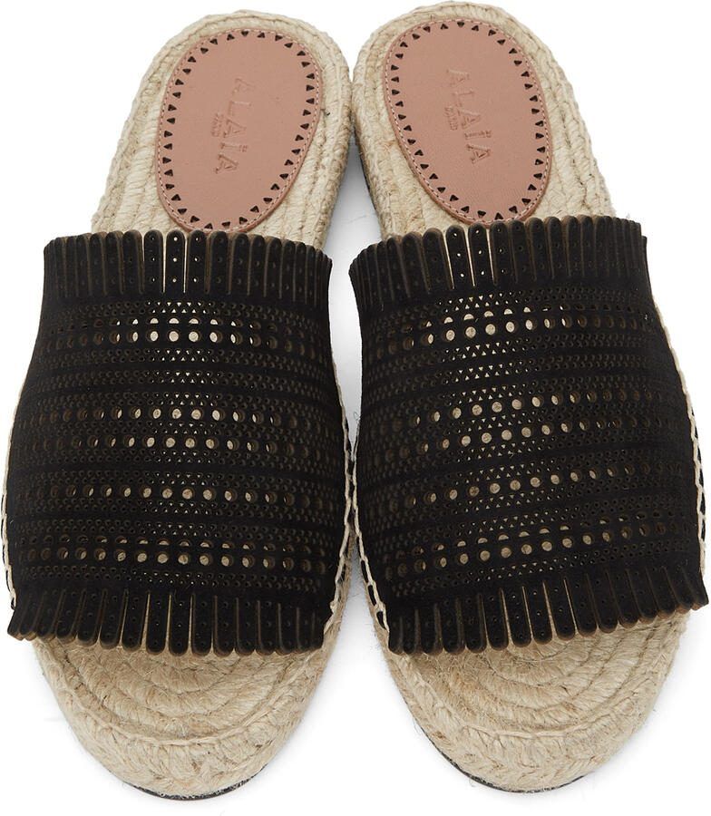 ALAÏA Black Openwork Sandals