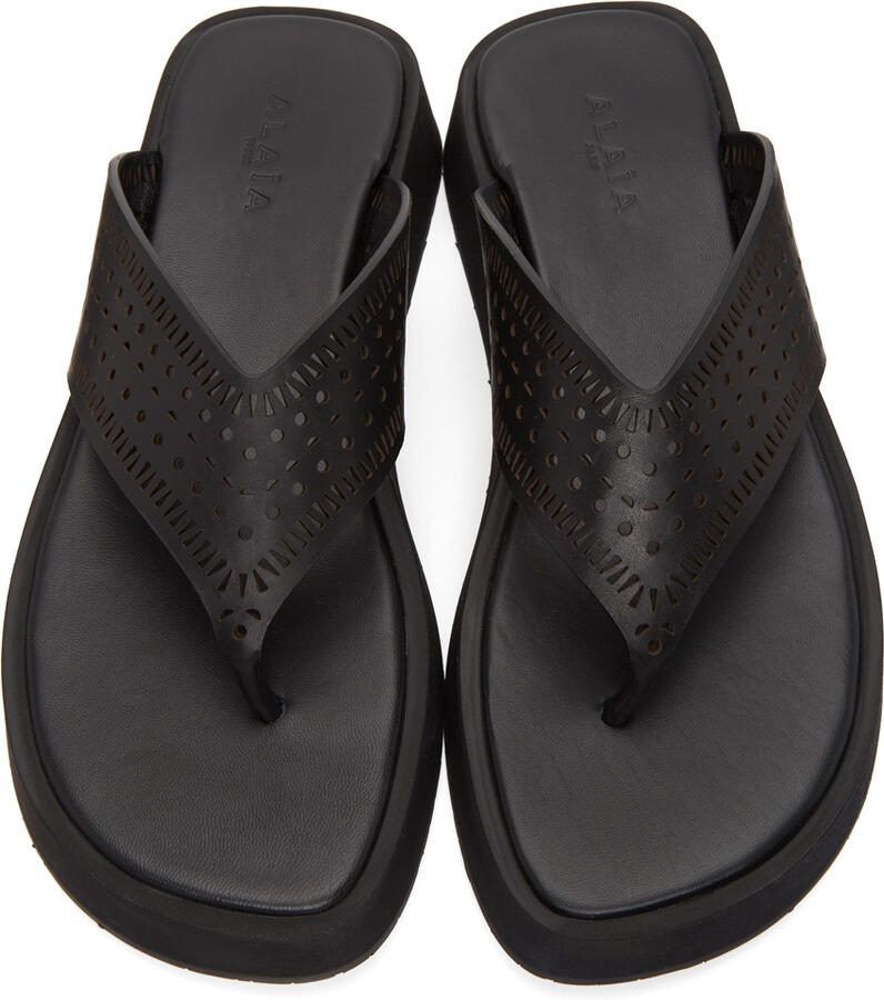 ALAÏA Black Vienne Plastron Platform Sandals