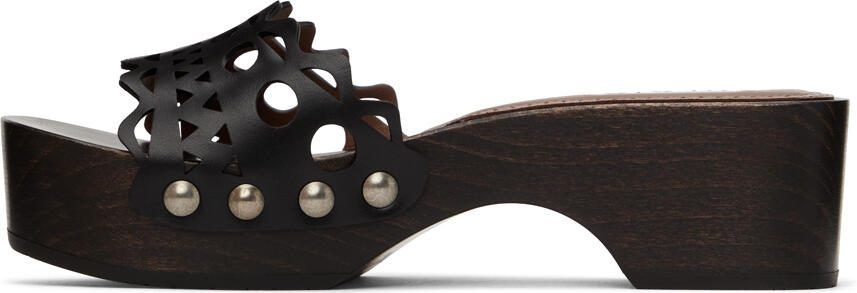 ALAÏA Black Vienne Wooden Clogs - Picture 3