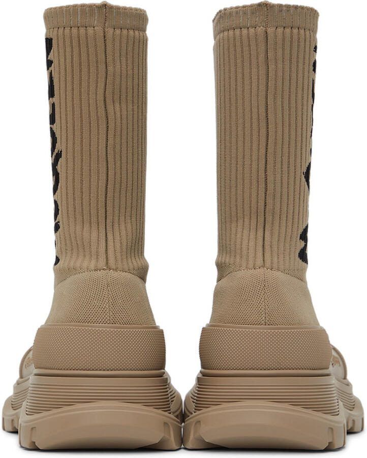 Alexander McQueen Beige Graffiti Knit Tread Slick Sneakers - Picture 3