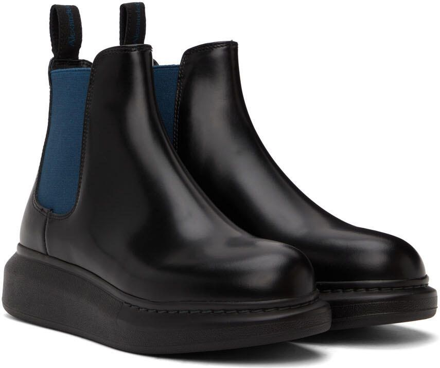 Alexander McQueen Black  Blue Hybrid Ankle Boots - Picture 2