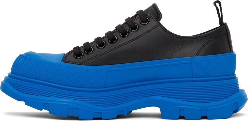 Alexander McQueen Black  Blue Tread Slick Low Sneakers - Picture 3