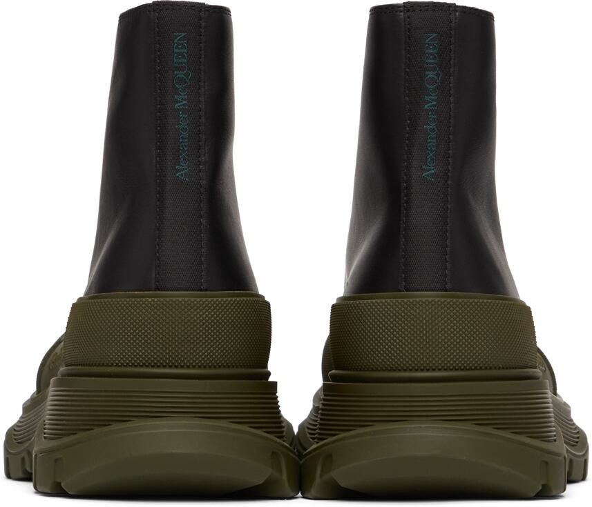 Alexander McQueen Black  Khaki Leather Tread Slick Sneakers