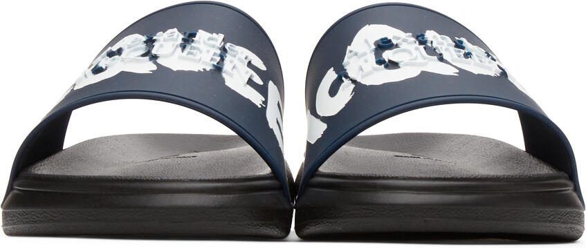 Alexander McQueen Black  Navy Rubber Pool Slides - Picture 3