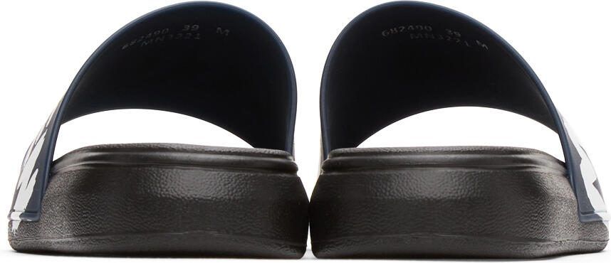 Alexander McQueen Black  Navy Rubber Pool Slides - Picture 2