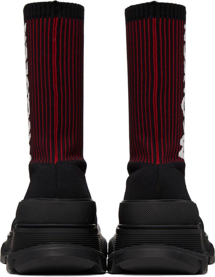 Alexander McQueen Black  Red Graffiti Tread Slick High-Top Sneakers - Picture 3
