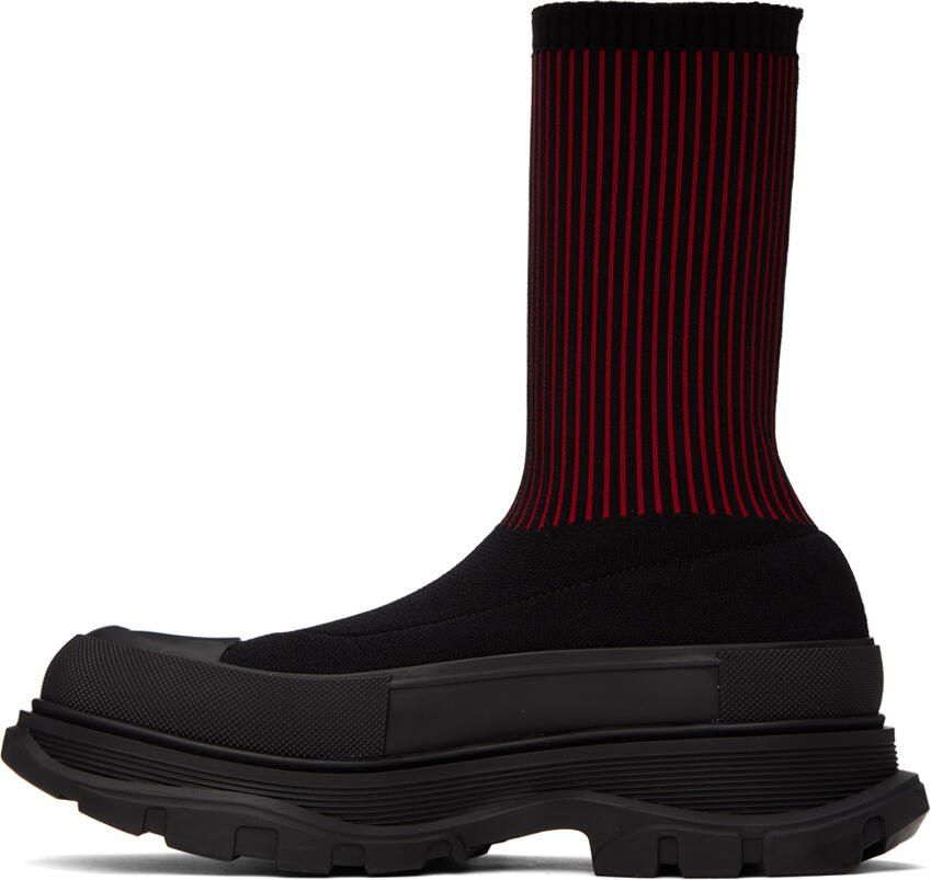 Alexander McQueen Black  Red Graffiti Tread Slick High-Top Sneakers
