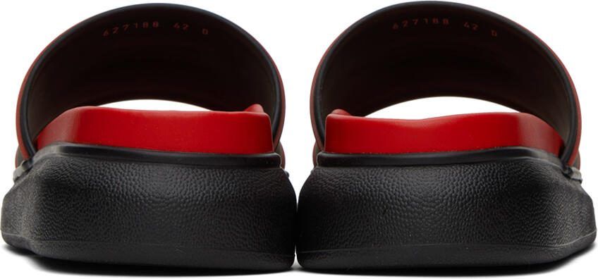 Alexander McQueen Black  Red Logo Pool Slides
