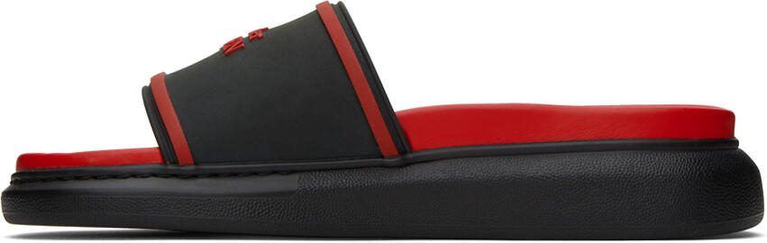 Alexander McQueen Black  Red Logo Pool Slides - Picture 3