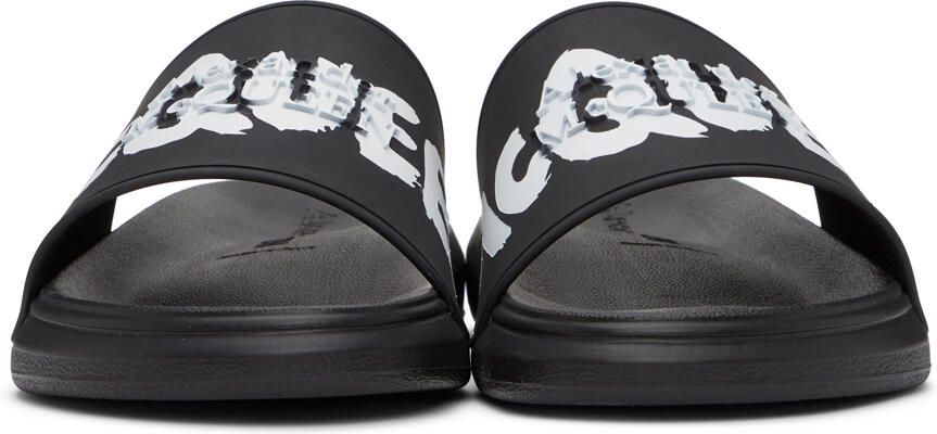 Alexander McQueen Black  White Graffiti Pool Slides - Picture 3