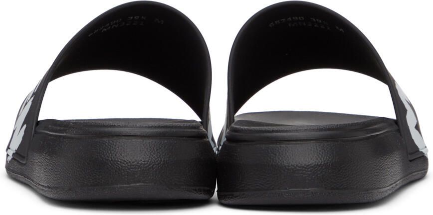 Alexander McQueen Black  White Graffiti Pool Slides - Picture 2