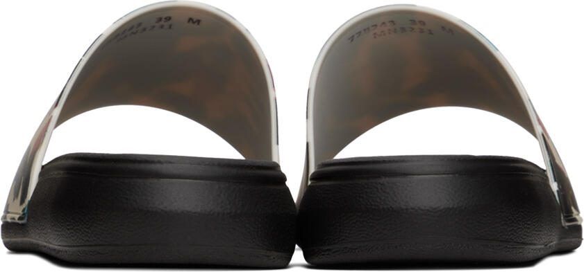 Alexander McQueen Black  White Graffiti Slides