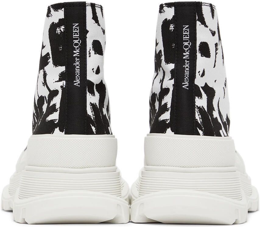 Alexander McQueen Black  White Graffiti Tread Slick Sneakers