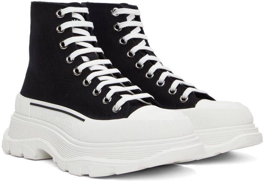 Alexander McQueen Black  White High Tread Slick Sneakers - Picture 2
