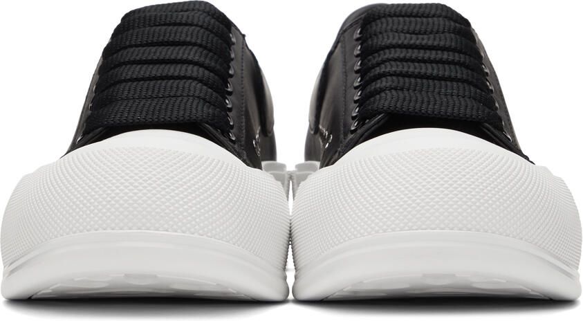 Alexander McQueen Black  White Leather Deck Plimsoll Sneakers - Picture 3