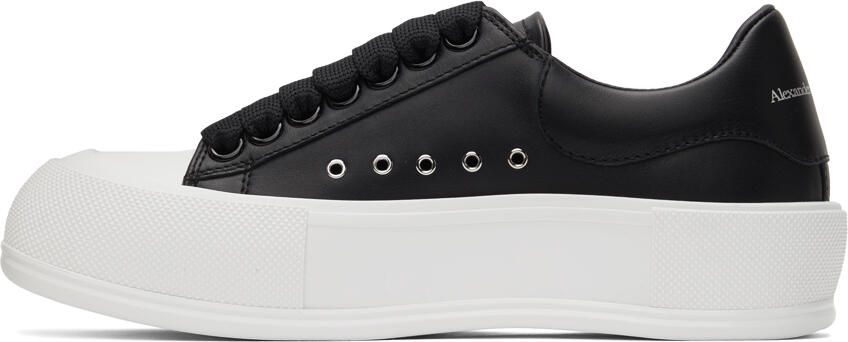 Alexander McQueen Black  White Leather Deck Plimsoll Sneakers - Picture 4