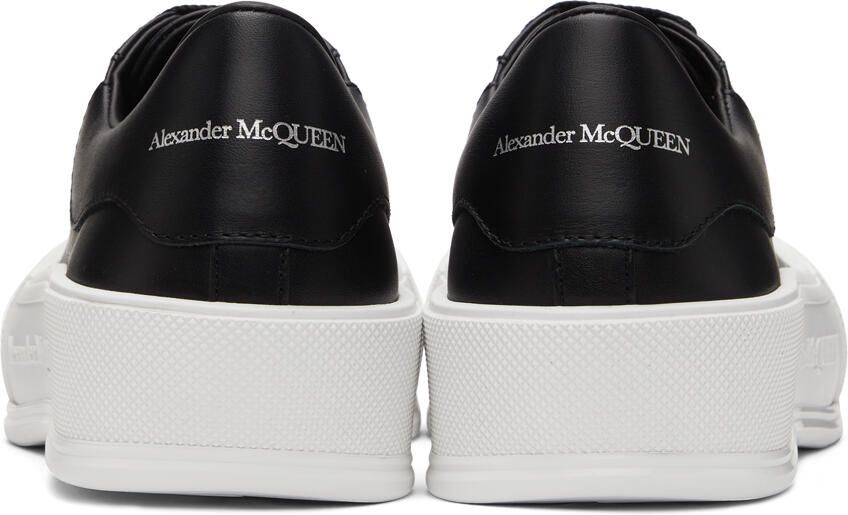 Alexander McQueen Black  White Leather Deck Plimsoll Sneakers - Picture 2