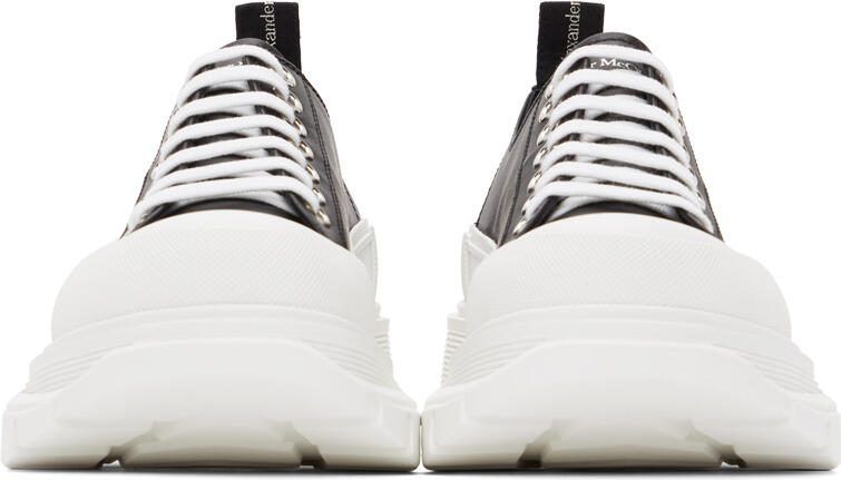Alexander McQueen Black  White Leather Tread Slick Sneakers - Picture 3