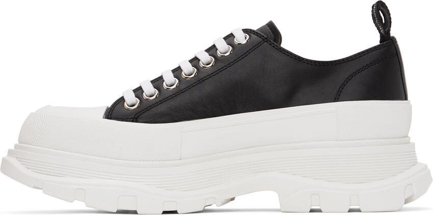 Alexander McQueen Black  White Leather Tread Slick Sneakers - Picture 2