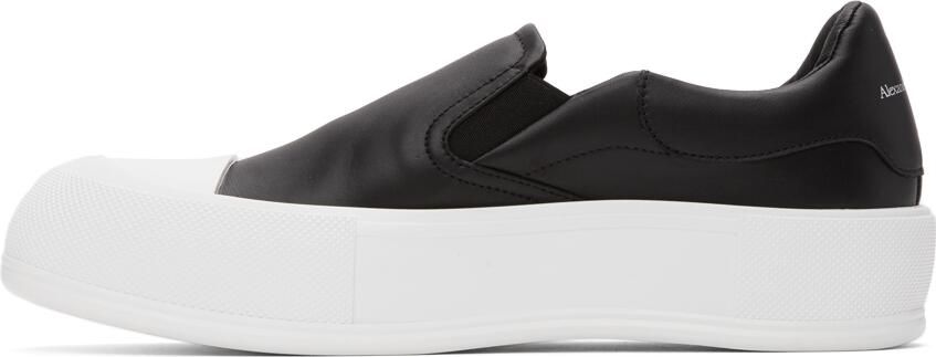 Alexander McQueen Black  White Plimsoll Slip-On Sneakers - Picture 3