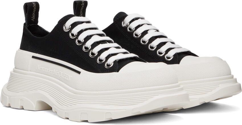 Alexander McQueen Black  White Slick Sneakers - Picture 2