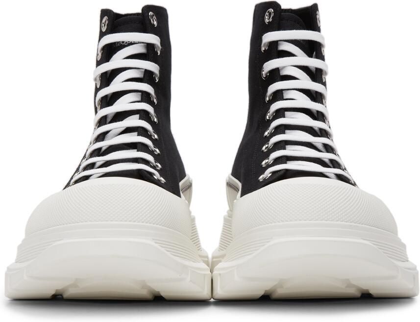 Alexander McQueen Black  White Tread Slick Hi Sneakers - Picture 2