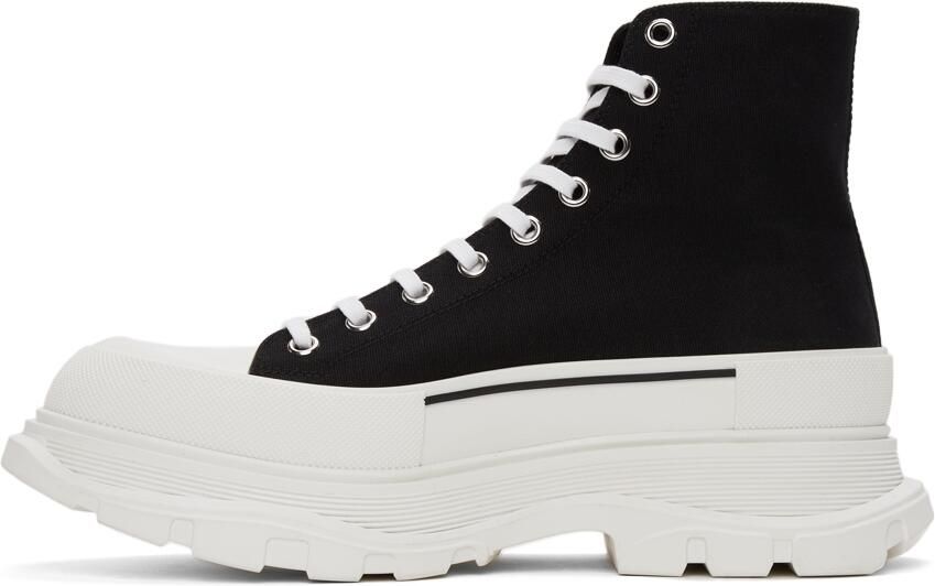 Alexander McQueen Black  White Tread Slick Hi Sneakers - Picture 4