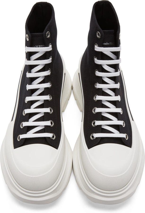 Alexander McQueen Black  White Tread Slick Hi Sneakers - Picture 3