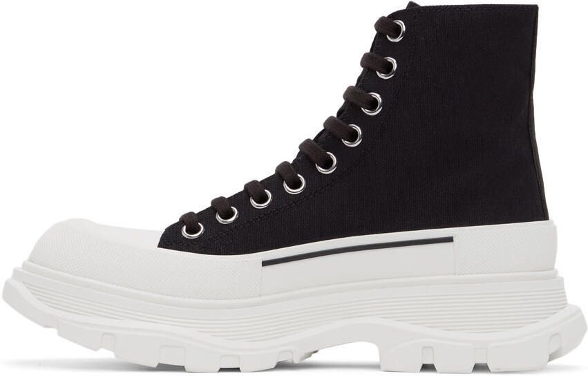 Alexander McQueen Black  White Tread Slick High Sneakers - Picture 3