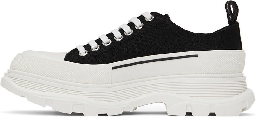 Alexander McQueen Black  White Tread Slick Sneakers - Picture 3