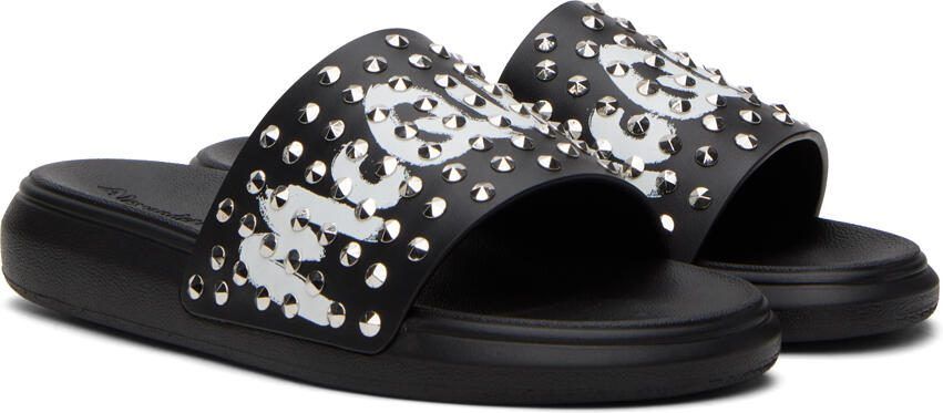 Alexander McQueen Black Graffiti Slides - Picture 2